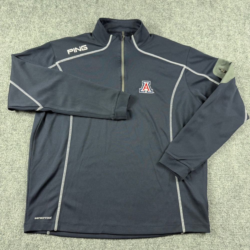 Ping‎ Pullover Mens Large Navy Arizona Wildcats SensorCool 1/4 Zip Golf Sweater